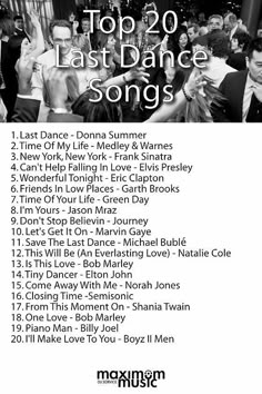 the top 20 last dance songs are in this poster for an upcoming album, which is out