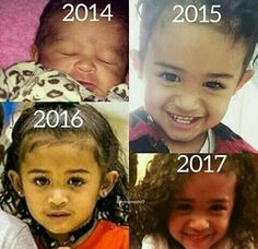 four different pictures of children with the same age and birth year in each child's life