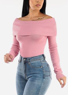 Pink Color
 Available in other colors. 
Solid. 
Long Sleeve. Slip on style. No pockets. Off Shoulder.  Knit Material made from 52% Viscose, 30% Polyester, 18% Nylon Hand wash cold; Dry Flat Length from high point of shoulder to hem 19".   Imported
Measured from and model wearing size Small 
 SKU: 41028H_90221WJPNK Chic Winter Tops With Pockets, Pink Ribbed Outerwear For Fall, Trendy Knit Tops With Pockets, Trendy Winter Tops With Pockets, Fitted Tops For Cold Weather, Fitted Ribbed Top For Cold Weather, Fitted Casual Tops For Cold Weather, Casual Fitted Tops For Cold Weather, Fitted Knit Top For Cold Weather