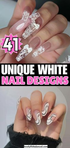 white nail designs, white nail ideas, black and white nails, red and white nails, cute pink and white nails, spring summer nails 2024, college graduation nails, simple graduation nails, white graduation nails, summer nails 2024, 2024 summer nails Glitter And White Nails, Nails With Rhinestones White, Nails Red And White