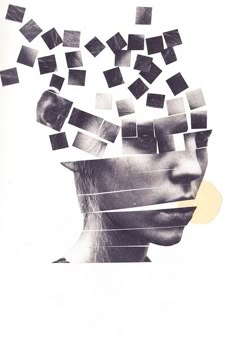 a woman's head with squares over it