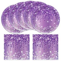 purple and white glitter stickers with stars on them