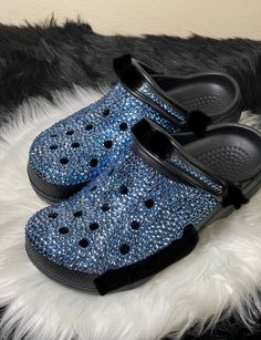 Bling Crocs/Bling Slides/Bedazzled Shoes/Bling Shoes/Bling Clogs/Rhinestone Crocs for all occasions. Make your unique fashion statement at work, school, travel, beach, casual outings or wear at home. No two are made exactly  alike. Covered in glass rhinestones and applied by hand. If you need additional pictures or have questions before purchasing please feel free to contact me.  Due to copyrights pics can not be added in listing. Can be worn with or with out charms. Each pair comes with a shoe Bedazzled Shoes, Painted Shoes Diy, Clogs And Mules, Rhinestone Shoes, Bling Shoes, Walk In My Shoes, Clogs Shoes, Unique Fashion, Comfortable Shoes