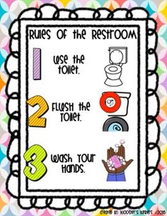 the rules of the restroom poster for kids to use in their homes and classroom classrooms