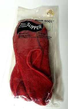 Vintage Moon Boot  Slippers Terry Cloth Rubber Sole Ladies S 5-6 Red NOS New These are new, only taken out of the package for pictures. Moon Slippers, Moon Shoes, Boot Slippers, Rubber Slippers, Vintage Moon, Moon Boot, Treat Ideas, Moon Boots, Slipper Boots