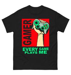 Gaming Shirt, Gamer T Shirt, Video Game Shirt, Every Game Plays Me, Gamer Shirt, Funny Gaming Shirt  Be yourself in this very comfortable, Softstyle Gildan 64000 unisex short sleeve t-shirt. Print quality is vibrant, durable, and sharply detailed, see close-up. Please select size and color at checkout. Orders ship within 2-5 business days. This print is also available in a long sleeve tee or hoodie, contact me for a listing. Watermarks do not appear on final shirt print. Thank you for shopping J T Shirt Video, Gamer Tshirt, Cozy Gamer, Video Game Shirt, Shirt Video, Funny Gaming, Gamer Shirt, Gamer T Shirt, Video Gamer