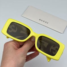 Gucci Gg1325s 007 Brand New Sunglasses Acid Yellow Brown Rectangle Unisex Same/Next Day Shipping! Brand New And 100% Authentic! Made In Japan. Brand: Gucci Model: Gg1325s / Gg 1325s Color Code: 007 Gender: Women/Unisex Year: 2024 Frame Colour: Acid Yellow Frame Shape: Rectangle Frame Style: Full Rim Frame Material: Injected Plastic Lens Material: Bio-Nylon Lens Color: Brown Lens Protection: Category 3 Size: 54x19x140 100% Uv Protection Full Retail Gucci Set Includes: 1. Glasses 2. Case 3. Matchi Modern Yellow Rectangular Sunglasses, Modern Rectangular Yellow Sunglasses, Yellow Rectangular Sunglasses With Gradient Lenses, Trendy Rectangular Yellow Sunglasses, Trendy Yellow Rectangular Sunglasses, Yellow Rectangular Sunglasses With Uv Protection, Rectangular Yellow Sunglasses For Summer, Yellow Rectangular Sunglasses For Summer, Gucci Yellow Sunglasses With Uv Protection