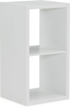 a white shelf with three shelves on each side