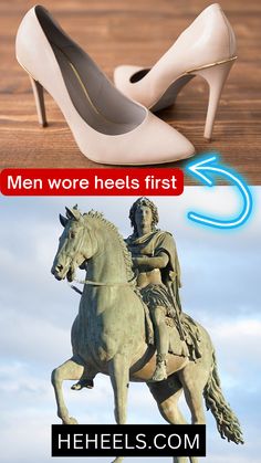 Did you know that men wore heels first? Here's the history of high heels and how they came to be! #historyofhighheels Men Kissing, Cuban Heels