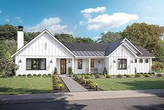 this is a computer rendering of the front elevation of these house plans for small homes