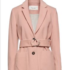 Brand New/Never Worn Belted Wool Blend Felt Jacket Original Price Is $300 I Bought It On Sale For $150 & I’m Offering It For $75 Chic Pink Outerwear For Business Casual, Felt Jacket, Pink Jacket Blazer, Red Blazer Jacket, Cropped Blazer Jacket, Houndstooth Blazer, Red Blazer, Pink Blazer, Vintage Blazer