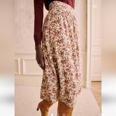 Nwt. Beautiful Floral Midi Skirt. The Material Is Light And Flowy. Runs Slightly Small. If You Are Between Two Sizes, Choose The Size Above. Chic Voluminous Skirt With Floral Print, Floral Print Voluminous Skirt, Feminine Long Lined Skirt, Feminine Cream Flared Skirt Bottoms, Relaxed Floral Print Skirt For Daywear, Bohemian Style Lined Midi Skirt, Bohemian Midi Length Lined Skirt, Feminine Beige Tiered Skirt, Beige Midi Length Bottoms For Daywear