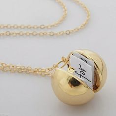 Secret Message Locket. Goldtone Alloy. Write A Secret Message & Hide It Instead The Locket For Your Favorite Young Lady. Approximately 18 Inches Long. Secret Message Locket, Message Necklace, Heart Locket Necklace, Locket Pendant Necklace, Couple Necklaces, Secret Messages, Ball Necklace, Bff Gifts, Ball Pendant