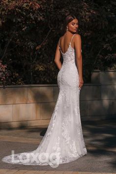 14500 - Women's Spaghetti Straps V-neck Lace Wedding Dress|LAXAG Slim Wedding Dresses, Tight Wedding Dress, Wedding Dress Necklace, Open Back Wedding Dress, Pretty Wedding Dresses, Cute Wedding Dress, Back Wedding Dress, Dream Wedding Ideas Dresses