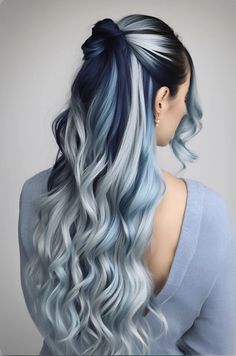 Hair Colours For Brunettes Dyes, Fun Color For Short Hair, Brunette To Blue Hair, Hair Dye Ideas For Brunettes Highlights, Black And Blue Hair Ideas, Hair Color Ideas For Blue Eyes, Dark Hair Dye Ideas, Fun Hair Color Ideas For Brunettes, Blue Hair Colour