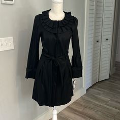 Rampage Women’s Vintage Ruffle Black Dress New With Tags Size Small Refer To All Photos! Ruffle Neck And Tie Waist Perfect For Funeral Or Work Attire Chic Long Sleeve Pleated Outerwear, Chic Pleated Long Sleeve Outerwear, Spring Pleated Long Sleeve Outerwear, Long Sleeve Pleated Winter Outerwear, Pleated Long Sleeve Winter Outerwear, Fall Pleated Long Sleeve Outerwear, Chic Pleated Spring Outerwear, Winter Formal Pleated Outerwear, Formal Pleated Winter Outerwear