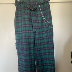 Never Worn ! Brand New ! Casual Plaid Bottoms With Belt Loops, Shein Pants, Pants Color, Black Blue, Pant Jumpsuit, Blue Black, Pants For Women, Brand New, Pants