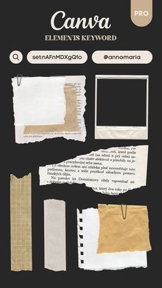 an old book with torn papers on it and the title canva elements keyword