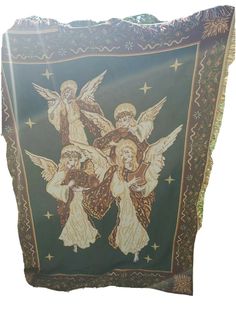 an old cloth with angels on it