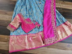 Fabric - Premium Quality Kanchi Material. Blouse stitched - Yes Blouse size 36 with inner margins extends up to 42. For blouse size 34 alteration can be done on request. Kindly Note Lehenga is Expandable and Has Inner Margin to Increase the length. Fitted Wedding Blouse With Border, Fitted Festive Sets With Border Detail, Half Saree Set, Traditional Half Saree, Ethnic Sarees, Half Saree, Instagram Shop, Ethnic Fashion, Blouse Designs