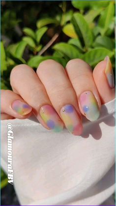 Learn how to create these stunning, soft pastel gradient nails that are perfect for any occasion! This easy step-by-step tutorial will show you how to achieve this dreamy, colorful look with minimal effort. Add a touch of elegance with dainty gold accents to complete the style. Get ready to bring the salon experience home and make your nails pop with this trendy design Pastel Summer Nails, Colorful Summer Nails, Pastel Nail Colors, Vintage Nail Art, Foil Nail Designs, Color Block Nails, Pastel Nail Art, Simple Spring Nails, Chic Nail Art