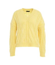 Composition: 68% Cashmere, 22% Polyamide, 10% Wool Luxury Yellow Sweater With Ribbed Cuffs, Yellow Cashmere Sweater, Yellow Textured Knit Sweater, Cheap Yellow V-neck Sweater, Yellow Knit V-neck Sweater, Rick Owens Jacket, Yellow Sweater, Pleats Please Issey Miyake, Velvet Color