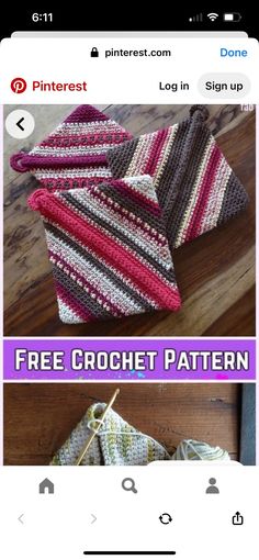 the crochet pattern is displayed on an iphone screen, and there are two pictures of