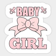 a baby girl sticker with a bow on it