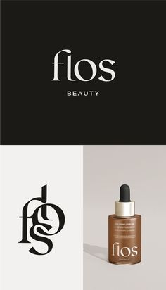 the logo for flos beauty is shown in black and white, with an image of a