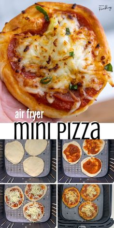 there are many different types of pizzas on the grill