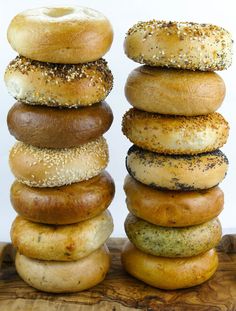 several bagels stacked on top of each other