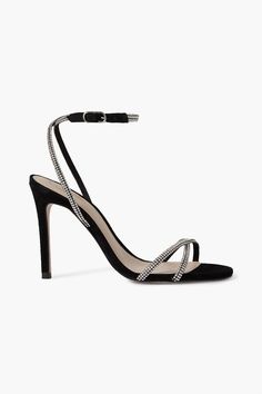 Suede Sandals, Sparkling Crystal, Ankle Straps, High Heel Sandals, Black Sandals, Black Suede, Stiletto Heels, Ankle Strap, Sandals Heels