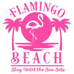 flamingo beach logo with palm trees in the background