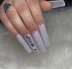 Brown Acrylic Nails, Long Square Nails, Nails Design With Rhinestones, White Acrylic Nails, Acrylic Nails Coffin Pink, Long Square Acrylic Nails, Bling Acrylic Nails, Acrylic Nails Coffin Short