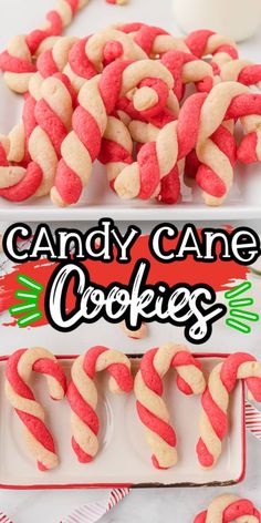 candy cane cookies on a plate with the title above it