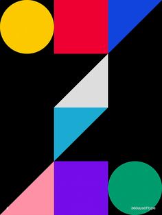 an abstract poster with different colors and shapes