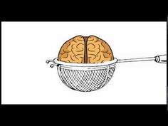 a drawing of a brain in a net with two arrows pointing to it's side