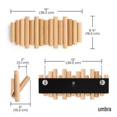 an image of wooden pegs with measurements