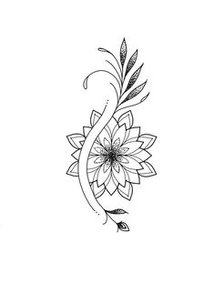 a black and white drawing of a flower