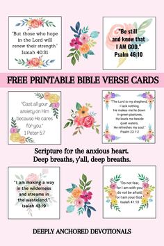 the bible verse cards with flowers on them