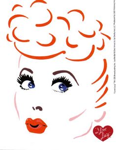 a woman's face with red hair and blue eyes is shown in this retro style poster