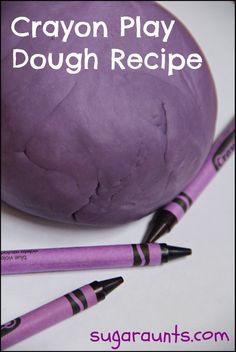 crayon play dough recipe with purple crayons and black crayons