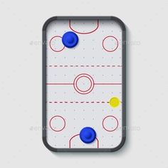 an ice hockey rink with blue and yellow balls - sports / activity conceptuales objects