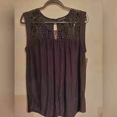 Zac And Rachel Sleeveless Top, Size Large, Longer In Back, Embellishments In Material. The Color Is Solid Black, The Photo Is Poor. Sleeveless Black Beach Blouse, Black Sleeveless Blouse For The Beach, Black Sleeveless Blouse For Beach, Fringe Blouse, White Tunic Tops, Sheer Floral Blouse, Women Floral Blouse, Bohemian Blouses, White Tunic