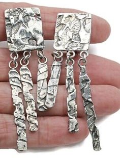 Vintage 80"s Big Silver 925 Earrings Rachel Gera Clips O.O.A.K Signed Modernist  | eBay Unique Silver Dangle Clip-on Earrings, Silver Clip-on Dangle Jewelry, Silver Dangle Clip-on Jewelry, Unique Silver Clip-on Jewelry, Vintage Dangle Jewelry Stamped 925, Modernist Silver Drop Earrings, Handmade Silver Brutalist Jewelry, Modernist Metal Pierced Jewelry, Modernist Metal Jewelry