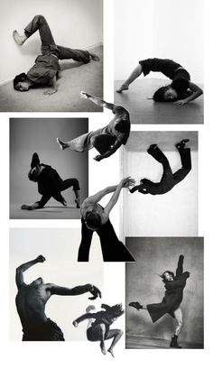 multiple pictures of people doing different things in black and white photo collaged together