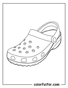 a coloring page with a pair of shoes for children to play in the sand and water