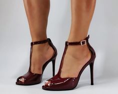 * Color : wine red * Heel Height: About 11 cm * Width: Medium (B, M) * Available Sizes: US 4.5-9 * Material: Synthetic Leather * Platform: About 0.5 cm * Head Toe: Peep Toe  * Heel Shape: pumps * Popular Element: Fashion * Craftsmanship: Cement Shoes * Pattern: Pure Color * For Season: Autumn or Spring or Summer * Shoes Style: Court Shoes Notice ：actual color may differ from your computer display. Please choose the required size from the drop down menu above. We can ship to Worldwide.if you can Shoes Pattern, Shoe Pattern, Red Heels, T Strap Sandals, Peep Toe Heels, Court Shoes, Season Autumn, Women's Summer Fashion, T Strap