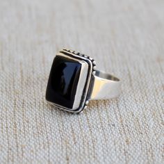 Black Onyx Ring, Natural Gemstone, Rectangle Shape Stone, Handmade Ring, Black onyx, Lucifer Ring, Free Shipping, 925 Sterling Silver Ring This stunning ring reflects a beautiful black onyx gemstone set in 925 sterling silver. An impressive and stylish piece that will make you look unique. Developing fresh ways to wear timeless looks. Set in high quality materials, say hello to your new favorite ring. All sizes are available: Please choose your desired size and then add the ring to your shopping Rectangular Onyx Gemstone Rings, Rectangular Onyx Rings For Gifts, Rectangular Onyx Rings For Gift, Fancy Gifts, Black Onyx Ring, Onyx Ring, Favorite Rings, Rectangle Shape, Black Onyx