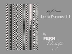 the front cover of a book with black and white patterns on it, which reads loom patterns ii by fern design